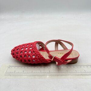 miss left Red Round Toe Braided Cutout Buckled Sandals Ankle Strap Trendy Shoes